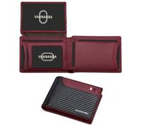VANNANBA Mens Leather Bifold Wallets with 14 Card Slots, 2 ID Windows, RFID Wallets with Bill Compartment, Stylish Pocket Wallets for Men, Carbon Black and Burgundy, Modern