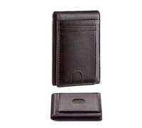 VANNANBA Slim Wallets for Men Leather Mens Wallet RFID Blocking Front Pocket Bifold Wallet Thin Credit Card Holder with Gift Box, dark brown01