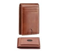 VANNANBA Slim Wallets for Men Leather Mens Wallet RFID Blocking Front Pocket Bifold Wallet Thin Credit Card Holder with Gift Box, brown01, Minimalist