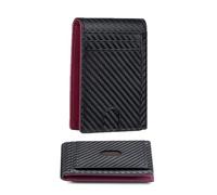 VANNANBA Slim Wallets for Men Leather Mens Wallet RFID Blocking Front Pocket Bifold Wallet Thin Credit Card Holder with Gift Box, carbon black&red
