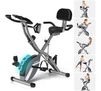 VANNECT Exercise Bike Folding, 16-Level Resistance Exercise Bike, 5-In-1 Foldable Stationary Fitness Bicycle for Home Use, Indoor Cycling Bike with Resistance Bands Home Workout Exercise Equipment