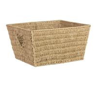 Vannes Heart Cut Out Wicker Basket - Natural - This Wicker Basket Is A Great Way To Keep Your Home Neat, Tidy And Decorative - Dimensions: 43 X 33 X 23cm - Material: 50% Paper Rope, 50% Metal