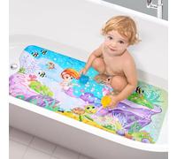 VANNOKOR Baby Bath Mat for Tub Non Slip Kids, 40 X 16 Inch Extra Long Bathtub Mat with Drain Holes and Suction Cups, Anti Slip Shower mat Machine Washable, Mermaid