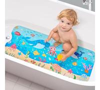 Vannokor Baby Bath Mat for Tub Non Slip Kids, 40 X 16 Inch Extra Long Bathtub Mat with Drain Holes and Suction Cups, Anti Slip Shower Mat Machine Washable, Whale