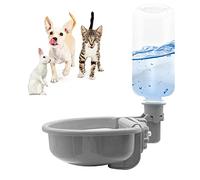 VANNON 16oz Pet Water Bottle, Gravity Dog Water Bowl Dispenser for Cage, Anti-Overflow Water Dispenser for Small Dogs, Cats, Rabbits and Other Small Animals, BPA Free, Grey