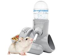 Vannon 3 in 1 Hamster Water Bottle No Drip Small Animal Water Bottle Automatic Bottle Dispenser with Food Container Base Hut and Hideout Base 4oz/120ml,Leekproof, BPA Free