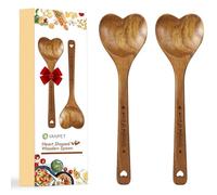 VANPET Wooden Heart Spoons - Heart Shaped Acacia Wood Kitchenware, 2 PCS