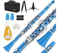 VANPHY B Flat Clarinet, 17 Keys, Blue, ABS Material, Nickel-Plated Keys, Includes Case, Strap, 2 Barrels, 8 Mouthpiece Cushion, Cleaning Kit