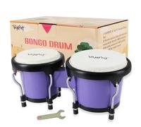 VANPHY Bongo Drum 4'' and 5'' Set for Kids Adults Beginners Percussion Bongos Drum With Tuning Wrench (Deep Purple)
