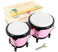 VANPHY Bongo Drum 4'' and 5'' Set for Kids Adults Beginners Percussion Bongos Drum With Tuning Wrench (Pink)
