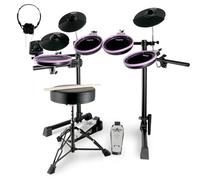 VANPHY Electric Drum Set Electronic Drum Set for Beginner Electric Drums with Quiet Mesh Pads 20 Drum Set 350 Sounds 2 Pedals Bluetooth Sticks Drum Stool Headphone 6.35mm Audio Cable(Purple)
