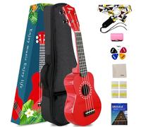 VANPHY Soprano ukulele for beginner kids with Gig Bag 21 Inch uke for Starter Hawaiian Soprano Ukalalee Polishing adults Basswood 21 Inch uke bundle with Strap Picks Songbook Cleaning Cloth (Red)