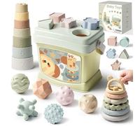 Vanplay Baby Toys 6 to 12 Months, Montessori Toys include Stacking Cups Stacking Rings, Shape Sorter & Sensory Balls, Teething Toys for Baby, Gifts for Boys Girls 6-12 Months