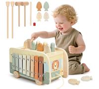 Vanplay Montessori Toys for 1 Year Old Boy Girls, Wooden Hammering Pounding Toy 7 in 1 with Xylophone & Magnetic Fishing Game for Kids, Gifts for 1 2 3 Year Old Boy Girl