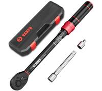 VANPO 3/8 Inch Torque Wrench 5-60 Nm, 72 Teeth Bicycle & Motorcycle Torque Wrench Set 3 Pieces with 125 mm Extension Rod, 3/8-1/4 Inch Adapter, for Car Spark Plug Change