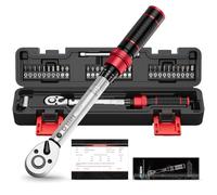 VANPO 32-Piece Bike Torque Wrench Set, 1-25 Nm, ±3% Accuracy, 1/4" Click Torque Wrench Kit with Extension Bar & Socket Bits (Hex, Torx, Phillips, Slotted, Pozidriv) for Mountain Bike, Bicycle Repair