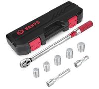 VANPO Torque Wrench 1/2 Inch Drive, 20-220Nm 8 Pieces Torque Wrench Set, ± 3% Accuracy with 2 Extension Bars 75mm and 125mm, 5 Sockets 17mm, 19mm, 21mm, 23mm, 24mm for Cars, Motorcycles, Trucks