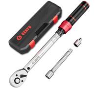 VANPO Torque Wrench 3/8” Drive, 5-60 NM, ±3% Accuracy, 72 Tooth Click Torque Wrench Set with 3/8 to 1/4 Adapter, 125 mm Extension Bar for Bike and Motorcycle, Car Spark