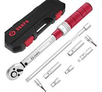 vanpo Torque Wrench 3/8 Inch, 5-60 Nm Bicycle & Motorcycle Torque Wrench Set, ±3 Percent Error Accuracy with 250 mm Extension Rod, Universal Joint, Magnetic Spark Plug Sleeve, Bits and Socket, Red