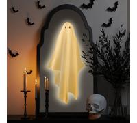 Vanpoo Halloween Decorations Indoor Outdoor,Big Size Light-Up Ghost Hologram Mirrors,Funny Halloween Ghosts Decorations,Scary Gothic Mirror for Party Fireplace Bedroom,Haunted House Props 20x9.5 inch