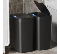 Vanpopubs 2 Pack 2.7 Gal Bathroom Trash Can with Lid, Automatic Trash Can Small Smart Garbage Can Touchless, Slim Motion Sensor Waterproof Plastic Trash Bins for Bedroom Office Kitchen Toilet Black
