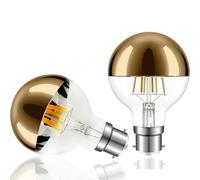 Vanpus 6W B22 LED Decorative Bulb - Flicker-Free, Warm White Light (2700K), Handcrafted Semi-Electroplated Gold Top, CRI > 90, Dimmable, Diameter 8cm (2-Pack)