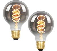 Vanpus 6W LED Edison Bulb, Dimmable 2700K Warm White, E27 Base, 20000 Hours Life, 90+ CRI, ⌀125mm Smoke Gray Glass Vintage Light - 2 Pack