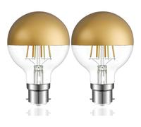 Vanpus B22 Bayonet LED Bulb 6W Dimmable, Half Chrome Brass Top, 2700K Warm White, CRI>90 for Ceiling Fans, Chandeliers, Bathroom Vanity, 2 Pack