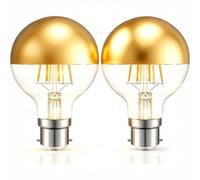 Vanpus B22 Bayonet LED Bulb 6W Dimmable,Warm White ，Half Chrome Brass Top