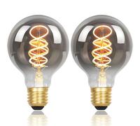 Vanpus Dimmable E27 LED Bulb, 6W Edison Light Warm White, Vintage Filament Glass Lamp, 90 CRI Smoke Gray - 2 Pack
