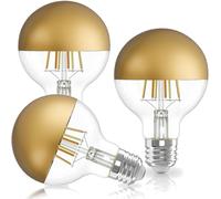 Vanpus E27 LED Bulb Warm White 6W Half Chrome Light Bulb No Flicker, Vintage Edison Screw LED Bulbs 2700K, 60w Equivalent Energy Saver, G80 Brass Half-Plated Lamp Bulb,Dimmable (Pack of 3)