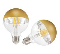 Vanpus E27 LED Bulb Warm White 6W Half Chrome Light Bulb No Flicker, Vintage Edison Screw LED Bulbs 2700K, 60w Equivalent Energy Saver, G95 Brass Half-Plated Lamp Bulb,Dimmable (Pack of 2)