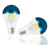 Vanpus E27 LED Bulb Warm White 6W Half Chrome Light Bulb No Flicker, Vintage Edison Screw LED Bulbs 2700K, 60w Equivalent Energy Saver, A60 Blue Half-Plated Lamp Bulb,Dimmable (Pack of 2)