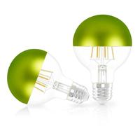 Vanpus E27 LED Bulb Warm White 6W Half Chrome Light Bulb No Flicker, Vintage Edison Screw LED Bulbs 2700K, 60w Equivalent Energy Saver, G80 Apple Green Half-Plated Lamp Bulb,Dimmable (Pack of 2)
