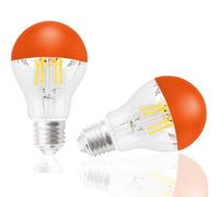 Vanpus E27 Light Bulb 6W Half Chrome Light Bulb No Flicker,Vintage Edison Screw LED Bulbs Warm White 2700K, 60w Equivalent Energy Saver,A60 Orange Half-Plated Lamp Bulb,Dimmable (Pack of 2)