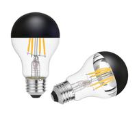 Vanpus E27 Light Bulb 6W Half Chrome Light Bulb No Flicker,Vintage Edison Screw LED Bulbs Warm White 2700K, 60w Equivalent Energy Saver,A60 Black Half-Plated Lamp Bulb,Dimmable (Pack of 2)