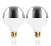 Vanpus E27 Light Bulb No Flicker,Vintage Edison Screw LED Bulbs Warm White 2700K, 60w Equivalent Energy Saver ,⌀80mm Silvery&White Half-Plated Lamp Bulb,Dimmable (Pack of 2)