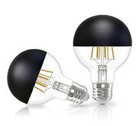 Vanpus LED Decorative Bulb, 2700K Warm White Light, 6W, E27 Base, CRI > 90, Max Diameter 8cm, Hand-Electroplated Black Top, Max Lifespan 20000 Hours, Dimmable (Pack of 2)