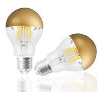 Vanpus LED Decorative Bulb - Flicker-Free, 2700K Warm White Light, E27 Base, CRI > 90, Brass Semi-Electroplated Top Bulb, Dimmable (High Quality, 2-Pack)