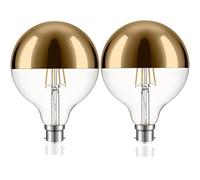 Vanpus LED Decorative Light B22 Bulb 8W, Flicker-Free, Warm White 2700K, Gold-Plated Top, Maximum Bulb Diameter 12.5cm, CRI > 90, Dimmable (2-Pack)