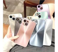 Vanqiang Laser Aurora Matte CD Texture Phone Case for iPhone 16 15 14 Plus 13 12 11 Pro Max - Lens Protection Bumper Armor Cover (Green,For iPhone 13)