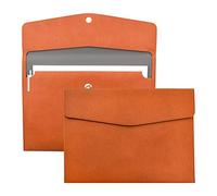 VANRA 1 Piece PU Leather A4 Leather File Folders Portfolio Folder Holder A4 Paper Document Filing Envelope Document Organizer with Magnetic Closure (Brown)