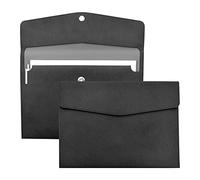 VANRA 1 Piece PU Leather A4 Leather File Folders Portfolio Folder Holder A4 Paper Document Filing Envelope Document Organizer with Magnetic Closure (Black)