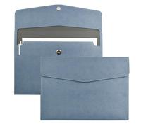 VANRA 1 Piece PU Leather Envelope File Folders A4 Paper Document Filing Envelope Document Organizer Leather Portfolio Folder Holder with Magnetic Closure (Blue)