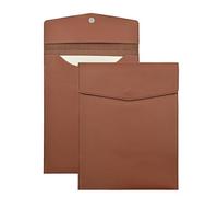 VANRA 1 Piece PU Leather File Folder Vertical A4 Document Holder File Envelope Waterproof Leather Portfolio Case Filing File Organizer for Letter Size with Magnetic Button Closure (Brown)