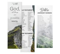 VANRA 20 Pack Books of The Bible Bookmark + 20 Pack Bible Emergency Numbers Christian Bookmarks Bulk Large Print Book Markers for Reading Religious Church Gifts for Prayers Women Men