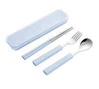 VANRA 3-Piece Children Utensils Set 18/8 Stainless Steel Child Flatware Set Silverware Spoon Fork Chopstick Set with Travel Case for Kids Lunch Box