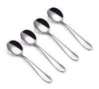 VANRA 4-Piece Children Spoons Round Stainless Steel Kids Dinner Spoons Child Silver Cutlery Set 5.8-inch (4 Round Spoons)