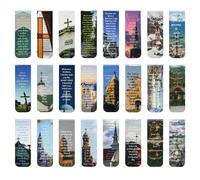VANRA 48 Pieces Bible Verse Magnetic Bookmarks with Full Scripture Christian Inspirational Bookmark Clips with Bible Verses Magnet Page Markers for Kids Women Students Reading (Church)