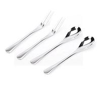 VANRA 5in 4-Piece Flatware Set Silver Stainless Steel 2 Forks and 2 Spoons Set Salad Forks Teaspoon Cocktail Fork Coffee Spoon Serving Spoon Appetizer Fork